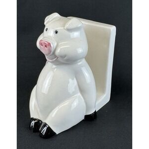 Vintage 1984's Ron Gordon Designs Ceramic Pig Napkin Holder  4" Tall 3" Wide
